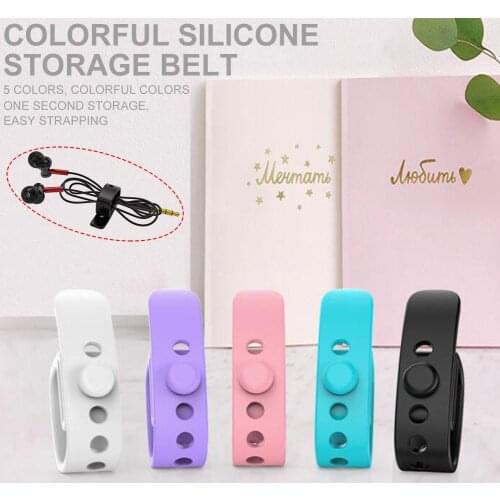 5PCS Silicone Storage Cable with 5 Strips Headphone Data Cable Strap With Buckle Line Tie Straps