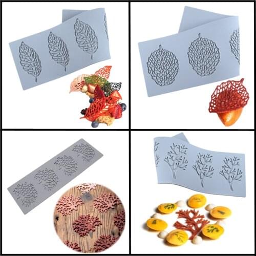 Meibum 5 Types Gumpaste Chocolate Molds Silicone Fondant Cake Mold Sugarpaste Lace Mat Baking Accessories Cake Decoration Tools