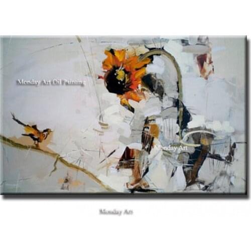 Pure Handpainted Texture Knife Flower Tree Abstract Modern Wall Art Oil Painting Canvas Home Wall Decor For Room Decoration