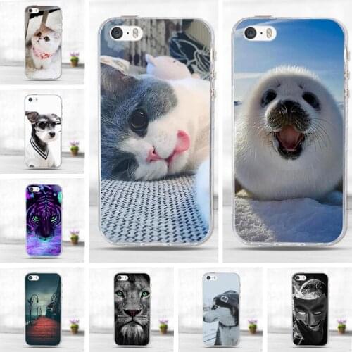 Coque For Apple iphone 5 5S Case For iphone SE Case Soft TPU Silicone Cute Animal Phone Cover For iphone5 For iphone5s Bumper