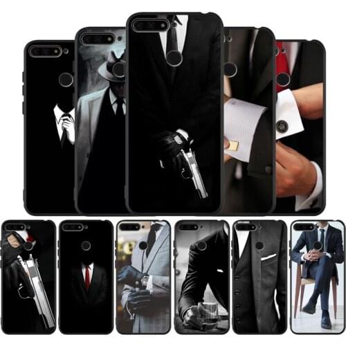 Gentleman black Silicone Phone Case For honor 30 20 Pro 8 8X 9 10 20 Lite Mate 10 20 30 Lite Pro cover