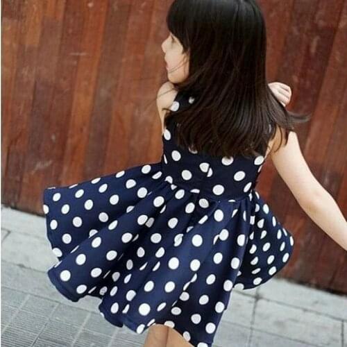 Kids Girls Dresses Chiffion Polka Dot Pleated Sundress Bowknot Belt Dress For Girl Robe Princesse Enfant Fille 2-6Y18