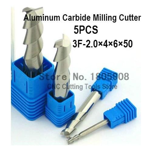 5PCS 3F-2.0*4*6*50 CNC tool tungsten alloy milling cutter special flat aluminum Carbide cutter aluminum milling cutter