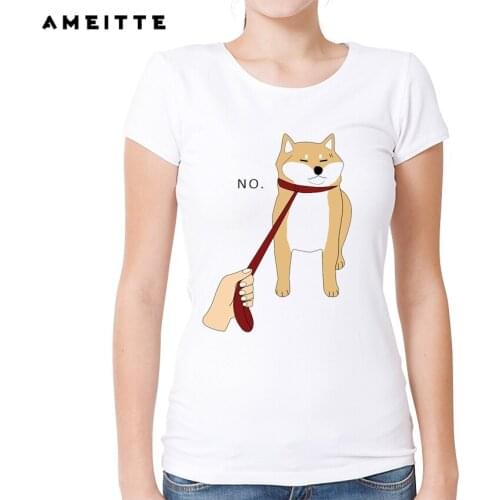 Funny Shiba Inu No T-shirt Womens Casual Animal Printed T Shirt Summer Female Short Sleeve Tee Tops