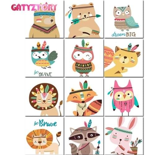 GATYZTORY Frame Picture 20x20cm Kids Image Diy Painting By Numbers Modern Wall Art Picture By Numbers For Child Gift Home Artwor