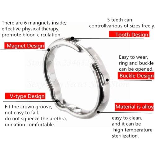 4 Size Choose Glans Penis Rings For Male Magnetic Physiotherapy Metal V Type Circumcision Erection Cock Rings Sex Toys for Men