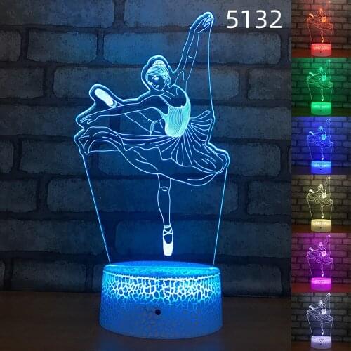 Beauty Ballet Dancer 3D led Lamp USB Night Light Home Lighting Decors 7 Color Changing Remote Touch Lava Lamparas Table Lamp
