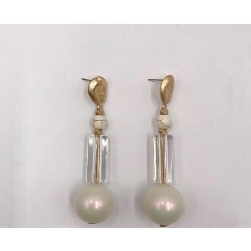 Kara&Kale Boho Fashion Jewelry Gothic Transparent Resin Artificial pearl Beads Earings Vintage Gold Earrings For Women ED022