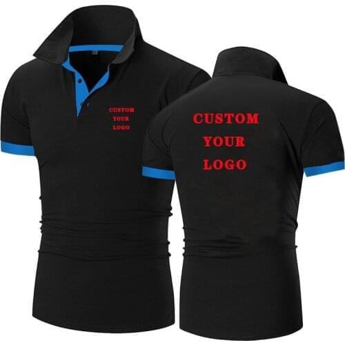 Custom Brand Logo Mens T Shirt Casual Fashion Short Sleeve Polo Shirts Summer Streetwear Men Tops