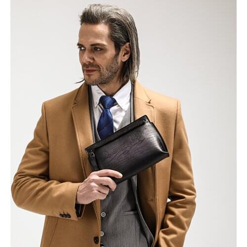 DIMY 2018 Winter Newest Vintage Envelope Spanish Luxury Clutch Bags Mens Genuine Leather Bags Handbags Large Capacity Clutches