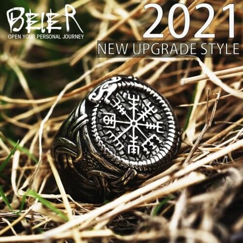 Beier 316L Stainless steel nose viking men ring Dragon Animal Pagan Odin Amulet Vegvisir scandinavian fashion jewelry BR8-622