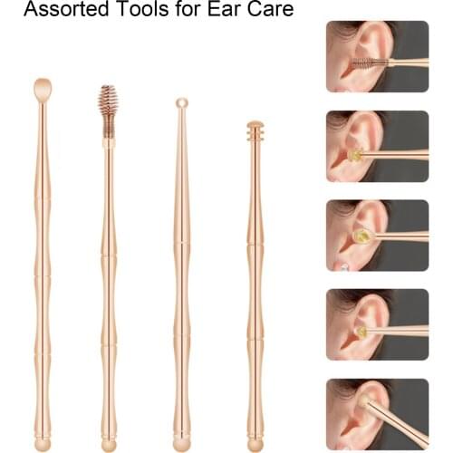 7pcs Ear Wax Removal Kit Ear Wax Remover with Stainless Steel Storage Case Earpick Ear Pick Ear Cleaner Spoon Ear Care Tools