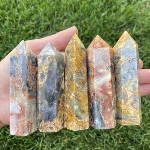 Natural Crazy Lace Agate Quartz Crystal Point Single Terminated Tower Chakra Healing Gemstone Home Decor 1pc