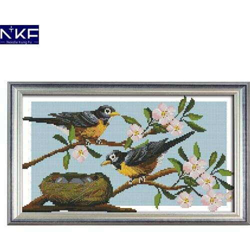 NKF Birds' Expectation Pattern DIY Handmade Craft Needlework Cross Stitch Set Embroidery Kit Animal Design Stitching Home Decor