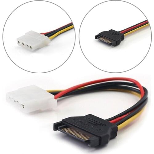 NEW SATA TO IDE Power Cable 15 Pin SATA Female To Molex IDE 4 Pin Male Adapter Extension Hard Drive Power Supply Cable 2021 Hot