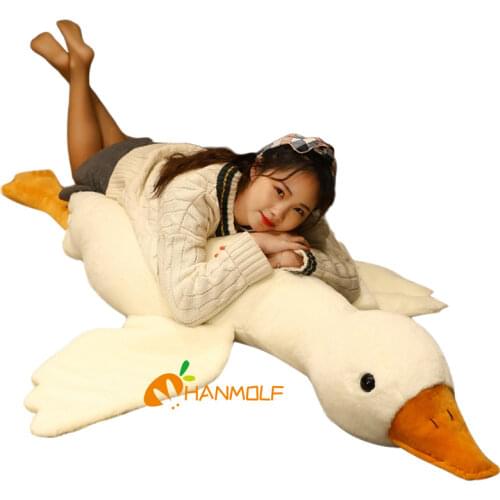 50~130cm Faux Bunny Fur Ducks Plush Doll PP Cotton Stuffed Lying Animal Toy White Grey Brown Cushion For Floor Sofa Decoration