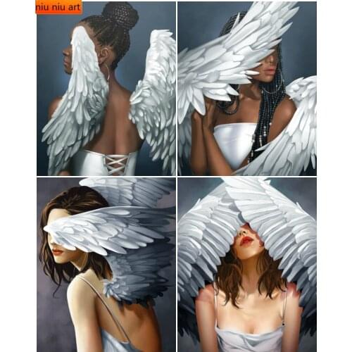 Full Square Round Mosaic Diamond Embroidery Women 5D DIY Diamond Painting Girl Portrait Cross Stitch Wing Crafts Gift