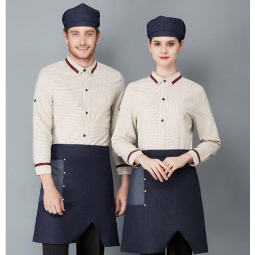 Western Restaurant Waiter Uniform Hotel Food Service Women Waitress Uniform Women Cafe Work Wear Cleaning Staff Overalls Shirt