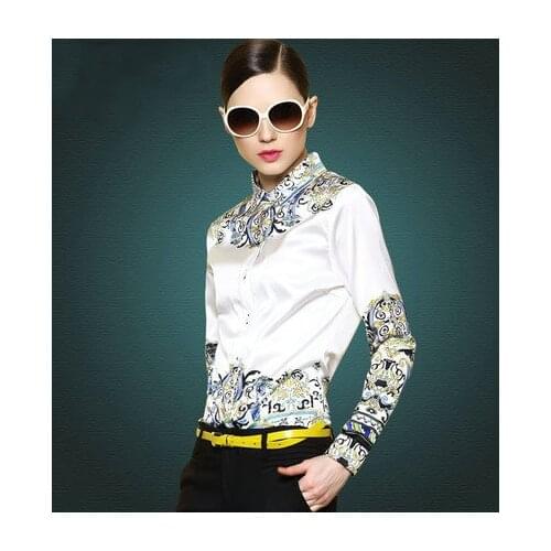 2015 womens fashion shirts The original major suit Simple printed shirt Ms fashion long-sleeved shirt female shirts