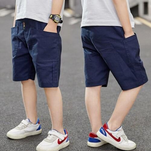 Navy Blue Shorts Spring Summer Thin Casual Pants Boys Kids Trousers Children Clothing Teenagers School Cotton Formal Sport High
