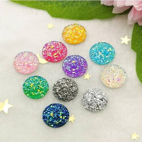Crystal AB 12mm 40Pcs/Lot Flatback Resin Dotted Round Rhinestone Cabochon Gems,Flat Back Resin Rhinestone For DIY Decoration