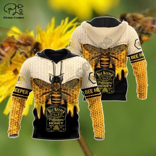PLstar Cosmos Honey Bees 3D Printed Hoodies Casual Men/Women Zipper Hooded Beautiful Animal Unisex Brand Streetwear Apparel B20
