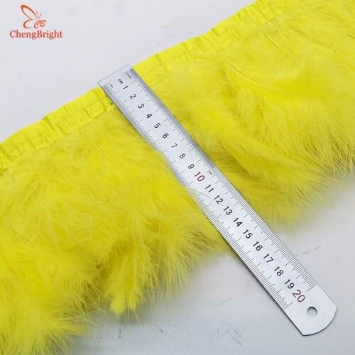 ChengBright Nice 1Yards Turkey Feathers Trim Cloth Sideband Chicken Pheasant Feather Trims Clothing Wedding Feather Ribbon