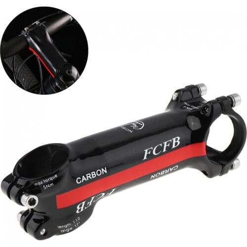 Bicycle Stem Aluminum Carbon Fiber Riser Rod Stem Carbon Fiber Bicycle Ultralight Stem Carbon Handle 28.6-31.8MM 17Degree