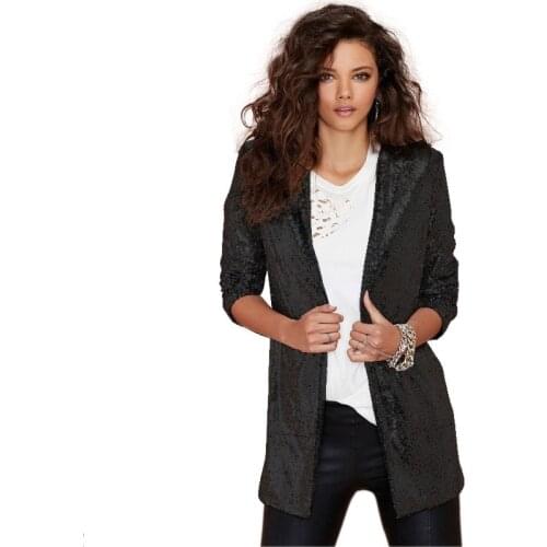 2021 spring Autumn Fashion Women Silver Sequined Coats Turn-down Collar Long Sleeve Outwears Cardigan Jackets