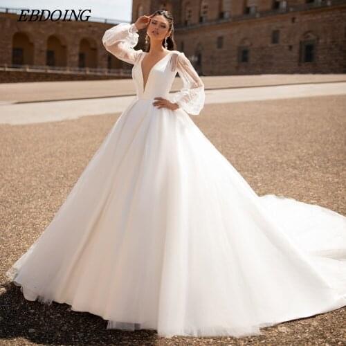 Vestidos de Novia Newest Wedding Dress For Women A-line Sexy V-Neck Neckline Detachable Sleeves Plus Size For Bride Wedding Gown