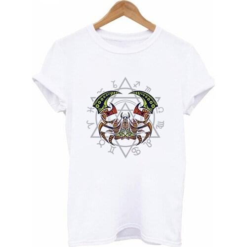 Women Cancer Printed Short Sleeve T shirt Fashion Twelve constellations Graphics Summer Lady Clothing Tops T-Shirt Tees Female