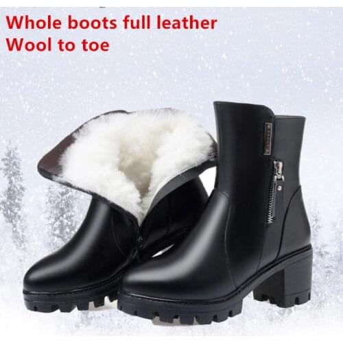DM477 Women ankle boots 2020 genuine leather women winter warm women Martin boots thick heel women snow boots Botas Mujer