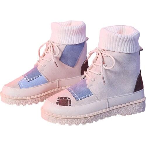 Women Sneakers Fashions 2020 Socks Shoes Womens Winter Casual High-top Canvas Color Matching Shoes Women Sneakers Platform