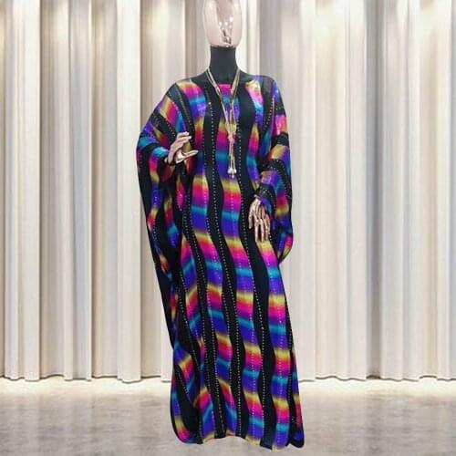 Muslim Sets Abaya Dubai African Design Loose Dress Colorful Print Robe Gowns Lady Party European Clothes American Clothing