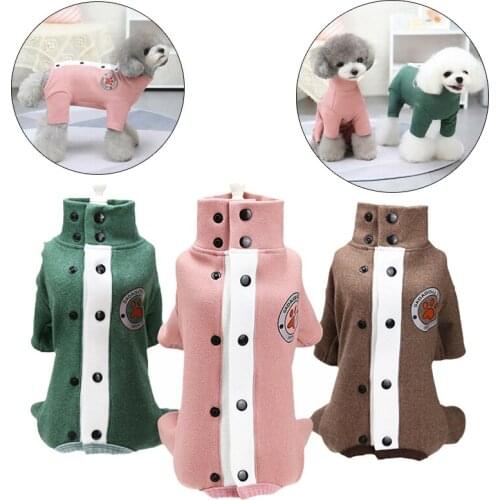 Winter Puppy Clothes Dog Jumpsuits with Button for Small Medium Dogs Chihuahua French Bulldog Pet Cat Overalls mascotas Clothing