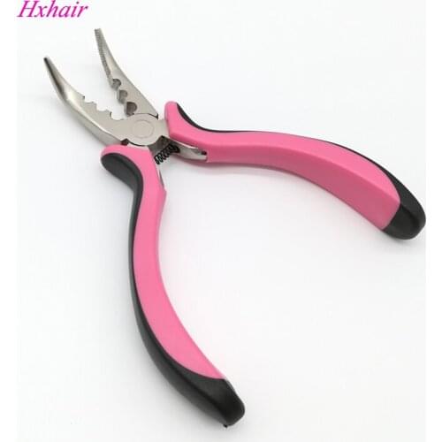 No.10 Pink hair pliers Curved Head with Teeth and 3 Holes /Hair Extension Pliers /Hair Extension Tools