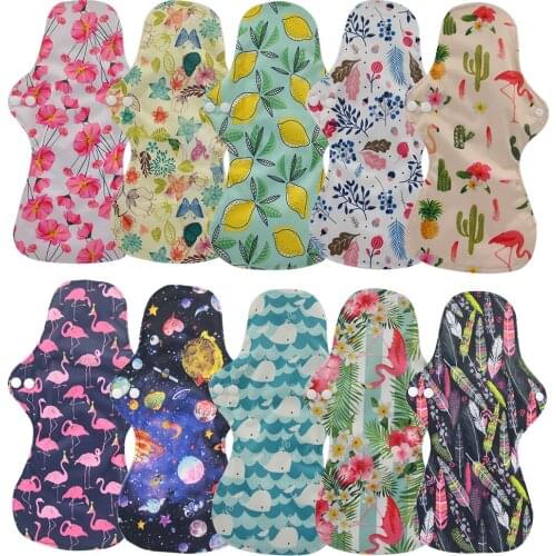 10pcs Organic Bamboo Charcoal Washable Hygiene Menstrual Pads Ohbabyka Heavy Flow Sanitary Pads Lady Cloth Pad Reusable Pads
