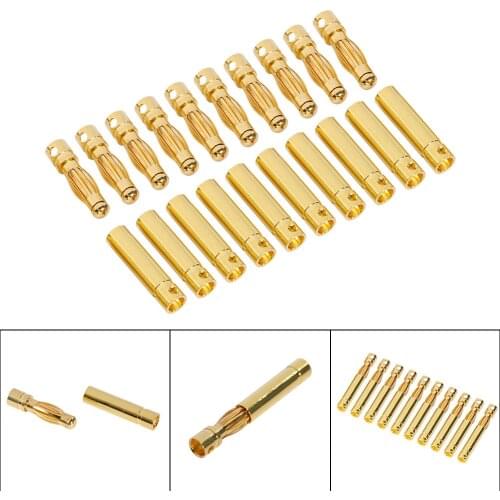 Banana Connectors,100pair/lot 2.0mm/3.0mm/3.5mm/4.0mm Gold Bullet Banana Connectors Plug For ESC Battery Motor