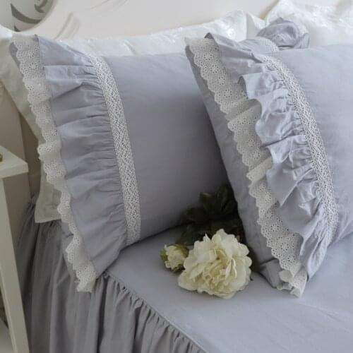 2pcs Europe Luxury cake layers ruffle pillowcase cotton handmade wrinkle elegant pillow cases pillow cover bownot sweet princess
