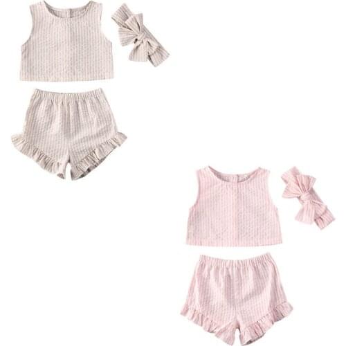 Girl Clothes 2020 Baby Girls Kids Sister Match Outfit Sleeveless Tank Top+ Shorts Pants 3PCS Clothes Set