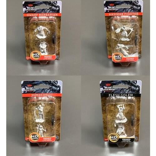 4 Packs WZK Aasimar Male Fighter Dwarf Barbarian Female Human Druid Flesh Golem Warriors Nolzurs Marvelous Miniatures New