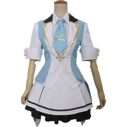 AKB0048 Oshima Yuko Cosplay Costumes Blue and White Lolita Dress Christmas Suit Uniform
