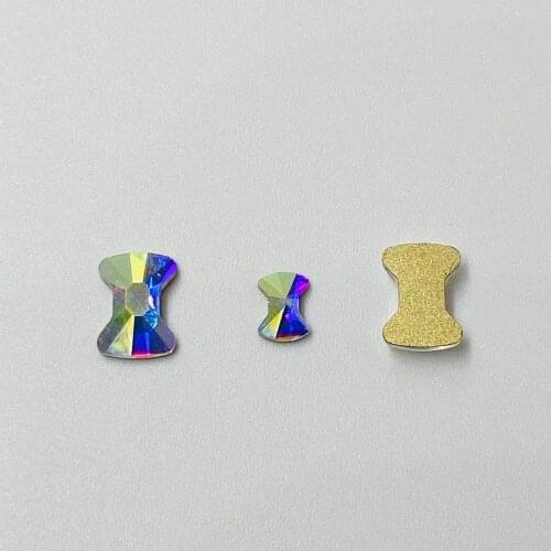 Free Shipping! Bow Tie Shape 4x6mm,6x9mm Crystal AB Color Nail Decoration Non Hot Fix Glue On Stones