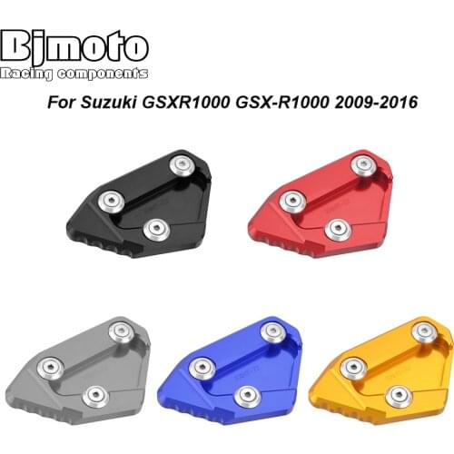 BJMOTO For Suzuki GSXR1000 GSX-R1000 2009-2016 CNC Aluminum Kickstand Foot Side Stand Extension Pad Support Plate