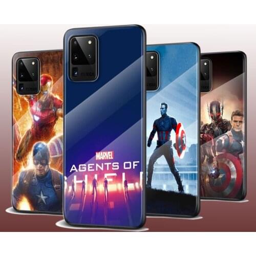 Tempered Glass Cover Marvel Super Hero Captain For Samsung Galaxy S20 FE S10e S10 S9 S8 Ultra Plus Lite Plus 5G Phone Case