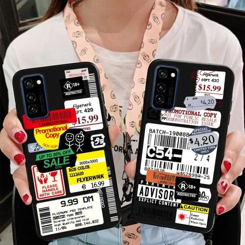 Retro Bar Code Label Case For Huawei Y5P Y6P Y6 Y7 Y9 Prime 2019 P20 P30 P40 Lite E Honor 10i 20i 8X 9S 9A 10 20 9 Lite Pro Case