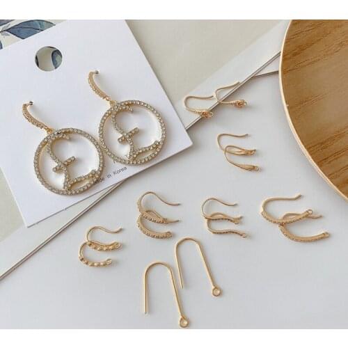 Color-preserving 18K gold-covered micro-inlaid zircon ear hooks diy handmade earrings accessories materials