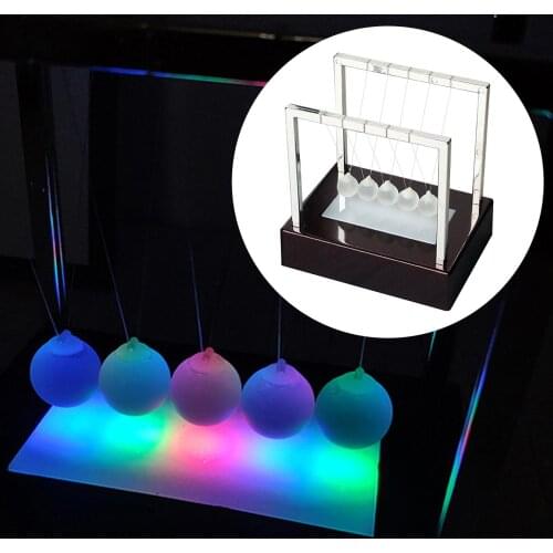 ABS Plastic Colorful Luminous Fuchsia Base Newtons Cradle Pendulum Balance Balls