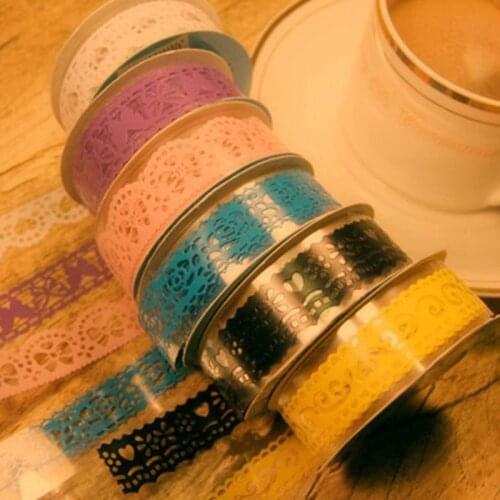 10Pcs/Lot DIY Diary Hollow Decorative Stickers Lace Tape Stationery School Gift multicolor 006001001