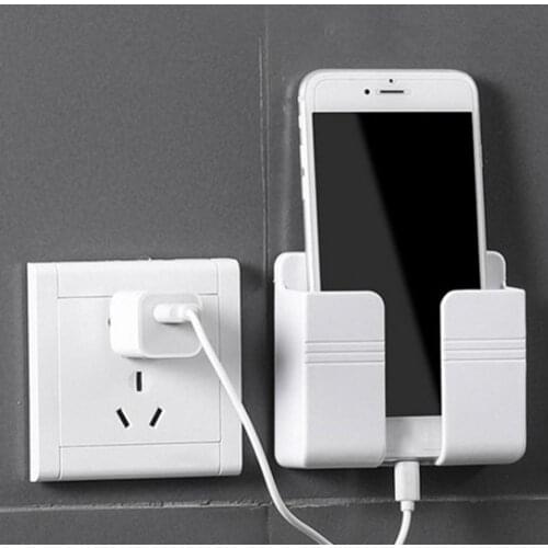 Mobile Phone Plug Holder Stand Container Rack Punch-free Wall Mount Organizer Stand Holder for Remote Control Stand Wall Shelf
